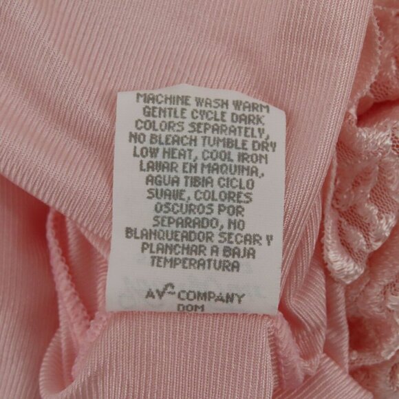VTG Vanity Fair Women Medium Solid Pink Lace Trim Button Front Nightgown Dress - Picture 9 of 11